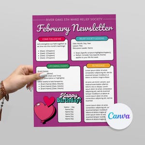 Newsletter Templates February month LDS Primary Relief Society Template Newsletter Monthly Newsletter Classroom School Newsletter Template