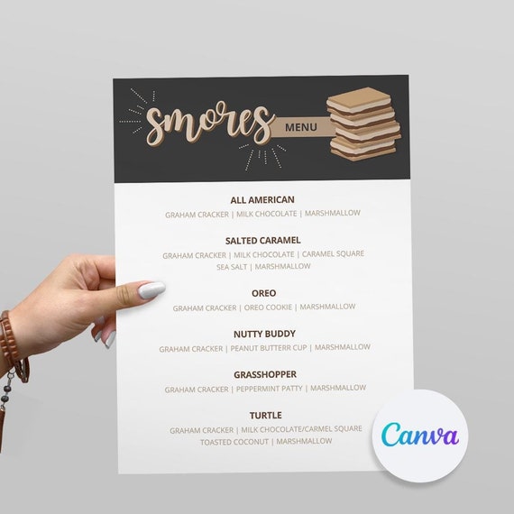 Editable S'mores Menu Template, Church Activity (PDF)