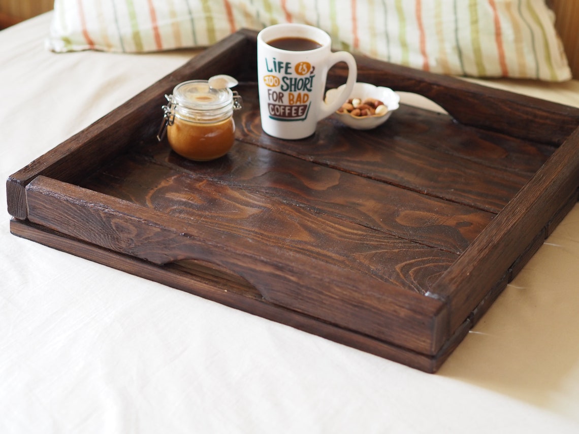 Large ottoman tray with handles / wooden bed tray / godmother Etsy