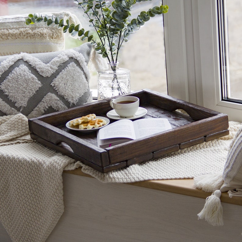 Large Ottoman Tray With Handles / Wooden Bed Tray / Godmother Etsy