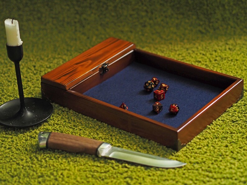 Wood dnd dice tray and storage / dungeon and dragons dice box Etsy