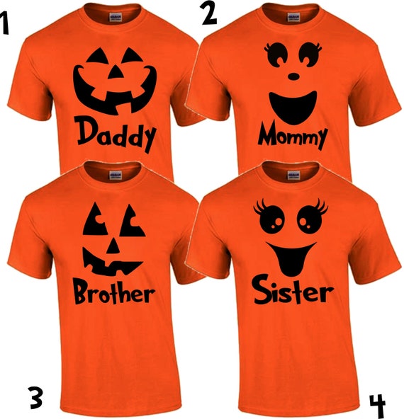 Cute Halloween Pumpkin Face Matching Family Orange Costume Etsy - halloween pumpkin shirt custom outfit roblox
