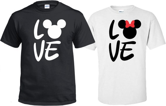 Cute Disney Love Mickey Minnie Matching Couples Shirts | Etsy