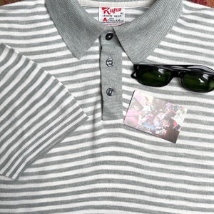 Vintage mid to late 1960s 60’s Rufus leisure wear 3 button nautical banlon ban-lon polo shirt top knit.Medium to 42”c