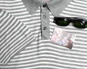 Vintage mid to late 1960s 60’s Rufus leisure wear 3 button nautical banlon ban-lon polo shirt top knit.Medium to 42”c