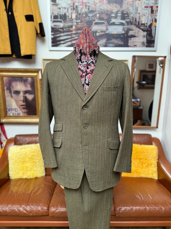 Vintage Late 1960s Early 70s Roger's & Daniel's Green Mix Wool 3
