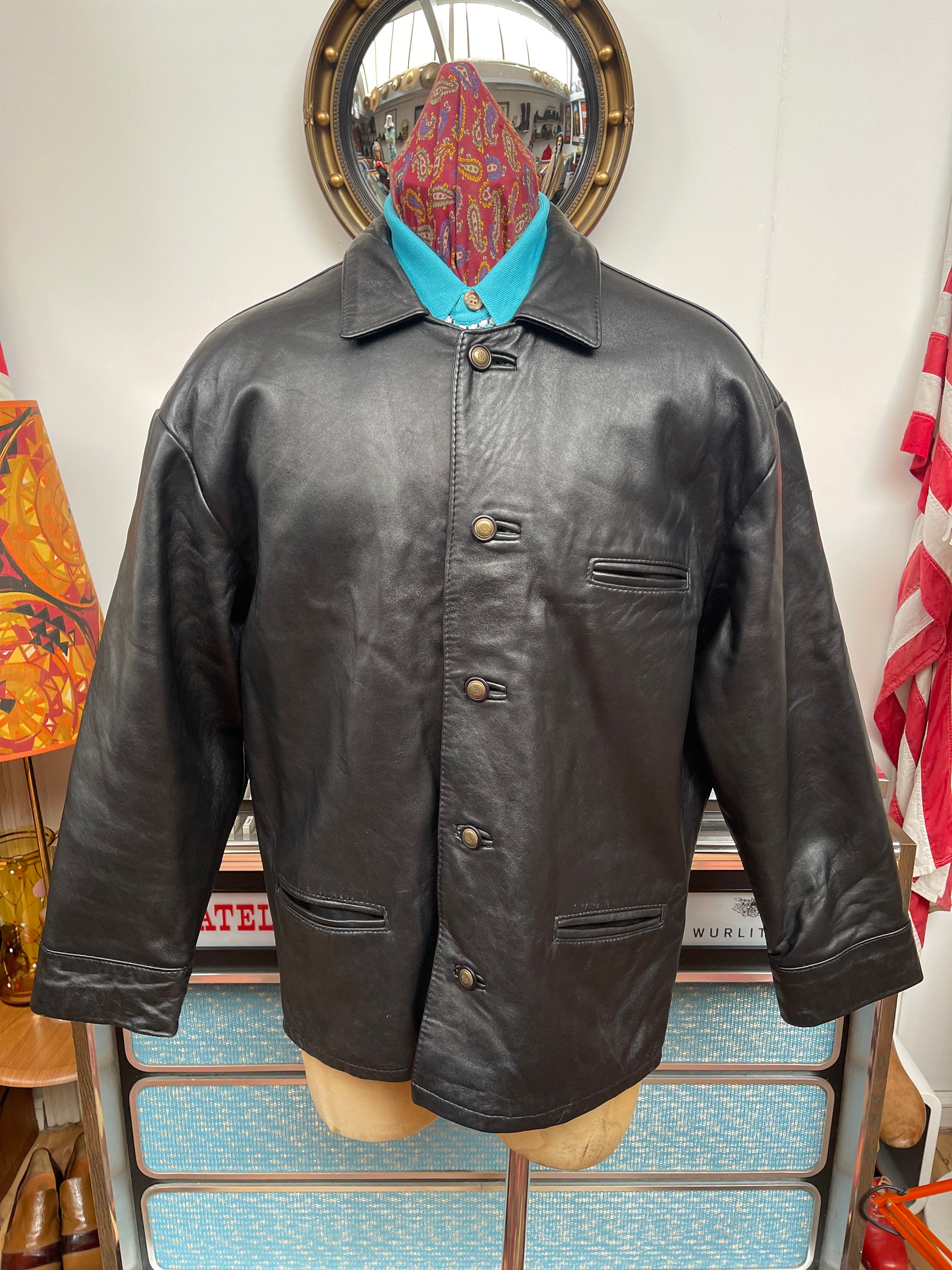 Black leather box jacket hot sale