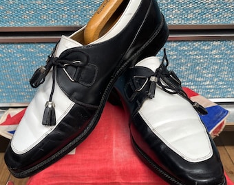 靴 50's style two-tone U-tip shoes 1950's Vintage Black & White Two Tone Shoes ROCKABILLY/IVY/MOD | eBay