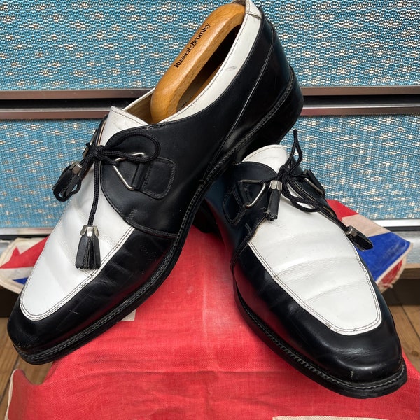 Vintage 1970s 80’s made 1950’s style Rockabilly Donato Marrone black/white Co-respondent Spectator  Jazz shoes,so stylish.UK Size 8