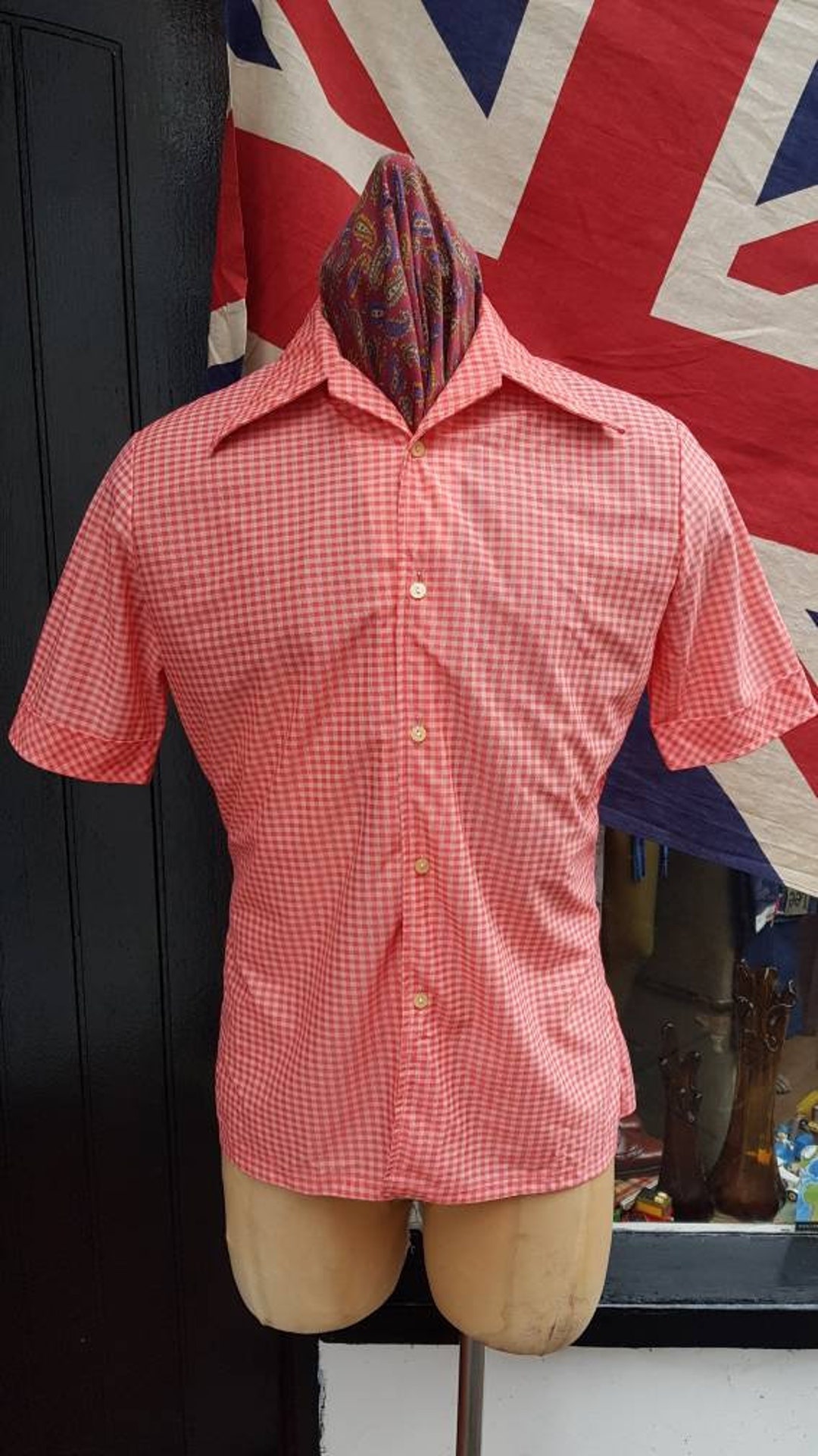本店は Stunning Vintage 1950s 50's Red White Gingham Check トップス