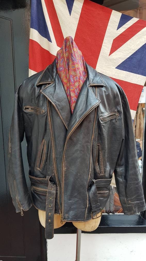 Superb Vintage 1980s Akaso Oversized Distressed Leather U.S. - Etsy