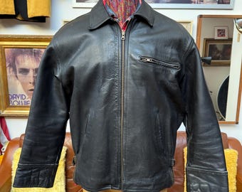 Cyclist Vintage Leather Jacket Coat 1940s German 40s Ruhr Zipper