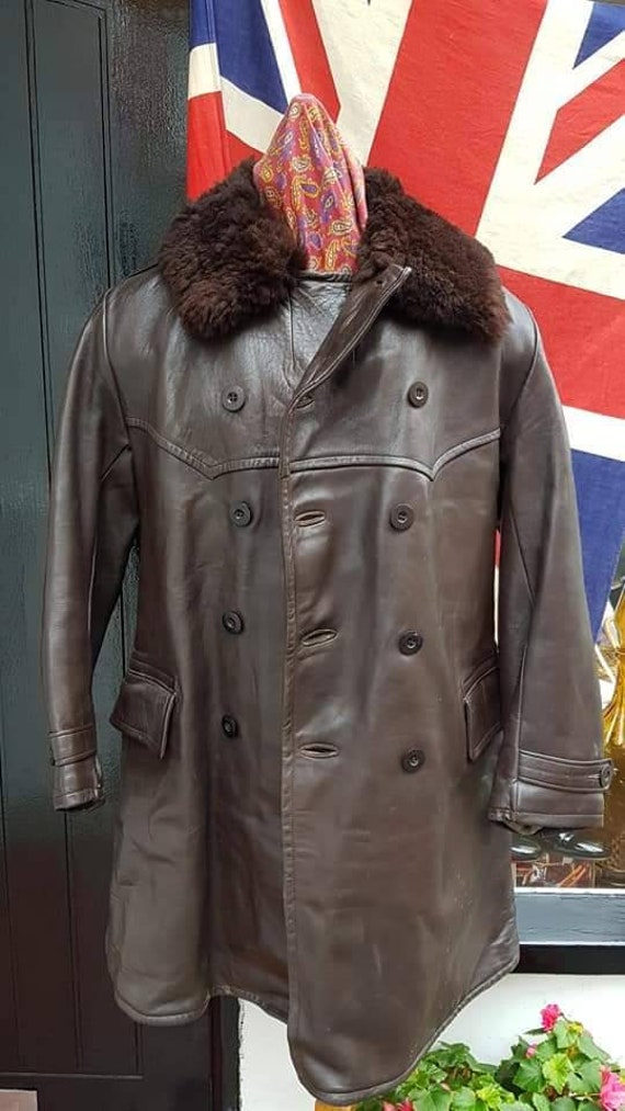 vintage〕Swedish military leather coat