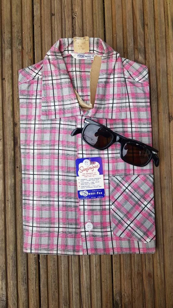 トップス 50s-60s Open Collar Check Shirt 50s-60s Open Collar Check Shirt