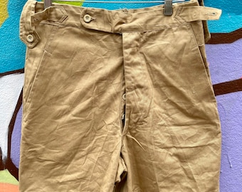 Vintage 1983 Javaid Brothers pesado sanforizado militar Safari carga selva ejército gurkha pantalones cortos hasta la rodilla. Pequeño 29-30" cintura vgc