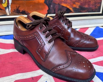 Stunning Vintage early mid 1970s Clarks Shoemakers brown leather Wingtip full Derby Oxford brogue shoes.Size 7.5 vgc Skin,Suedehead,Mod