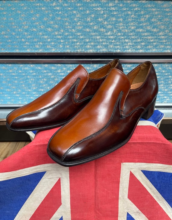 Vintage Deadstock Early 1970s 70s Loake Qualitone 2 Tone Leather 