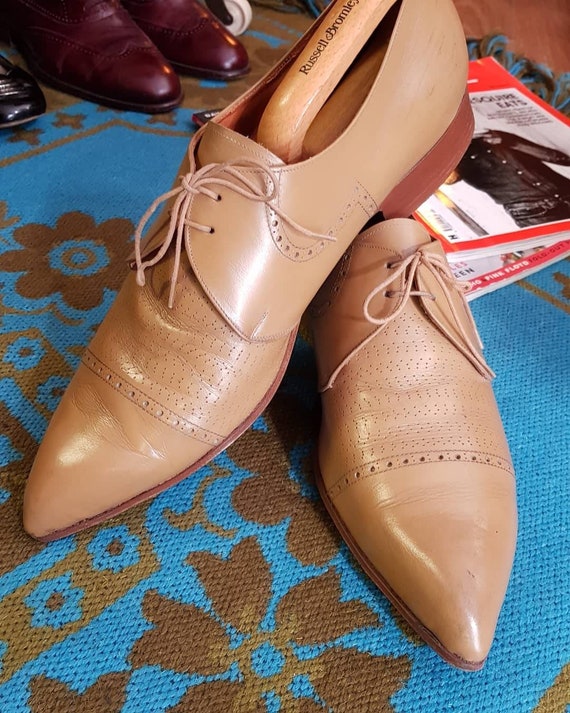 Vintage Early 1960s 60's Super Modell Mod Tan Leather Vintage Early 1960s 60's Super Modell Mod Tan Leather