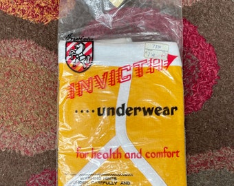 Incredibile vintage deadstock degli anni '60 e '70 Invicta giallo bianco da uomo Y mutande anteriori intimo per salute e comfort. Taglia grande 34-38 "w
