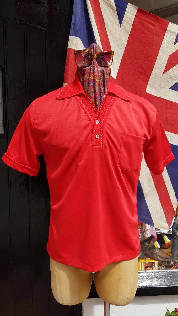 Image of Fab Vintage Ilgwu Union Made Camp Collar Open Neck 2 Button Banlon Leisure Ban-Lon Pop Over Pull Polo Shirt Top.scarface Era.large Vgc