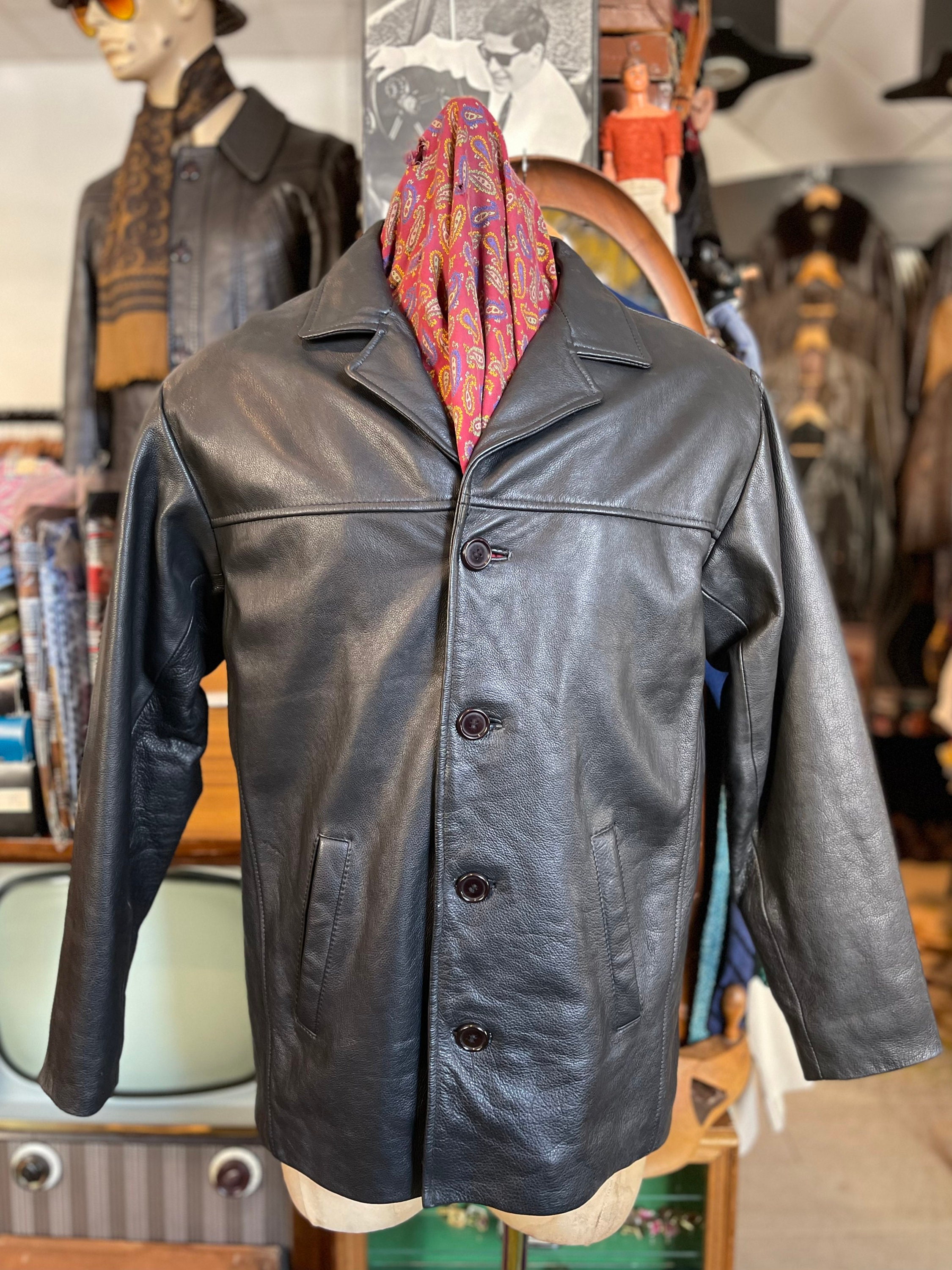 Barneys red shop leather jacket