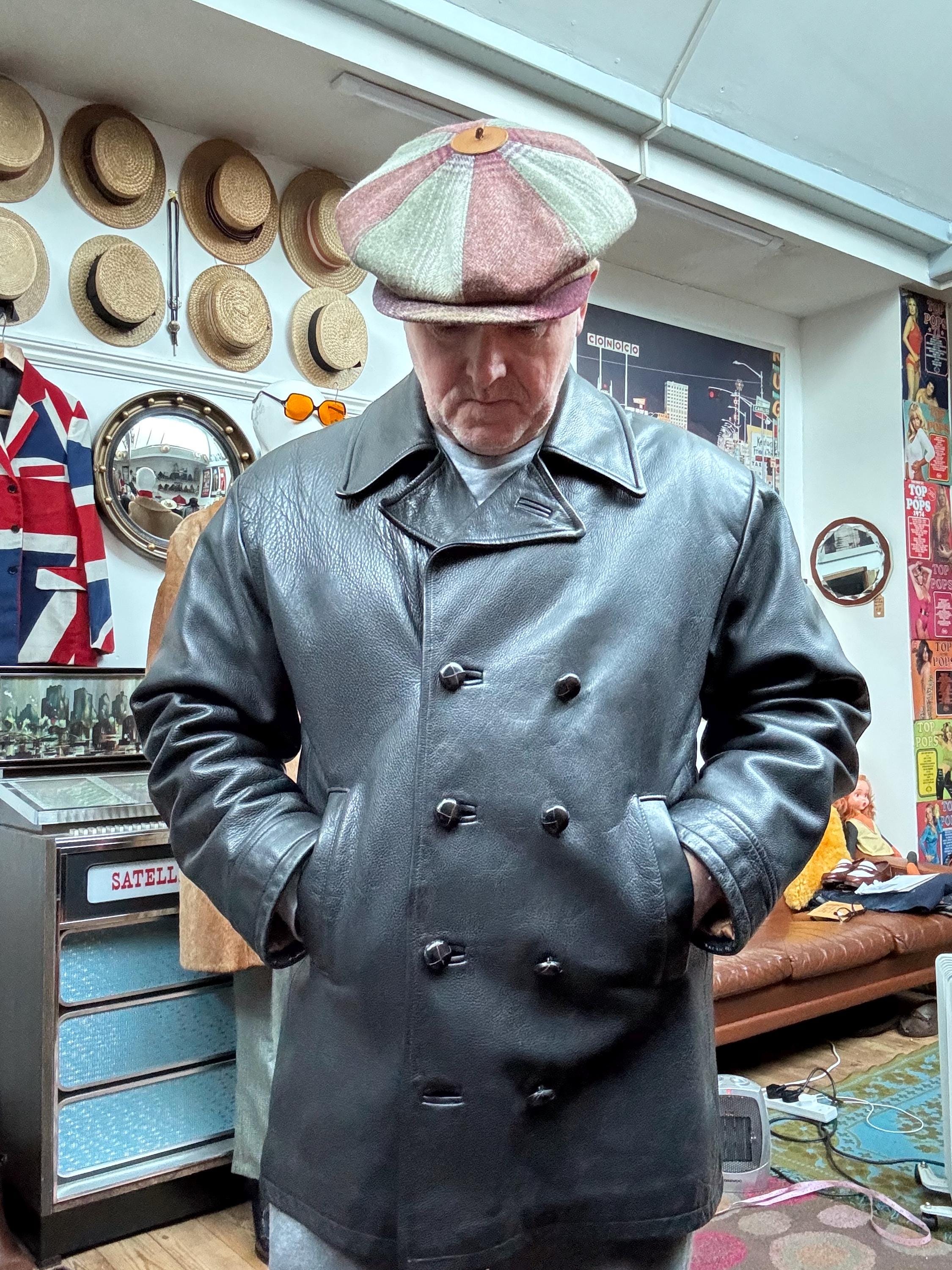 Leather Pea Coat - Etsy Leather Pea Coat - Etsy