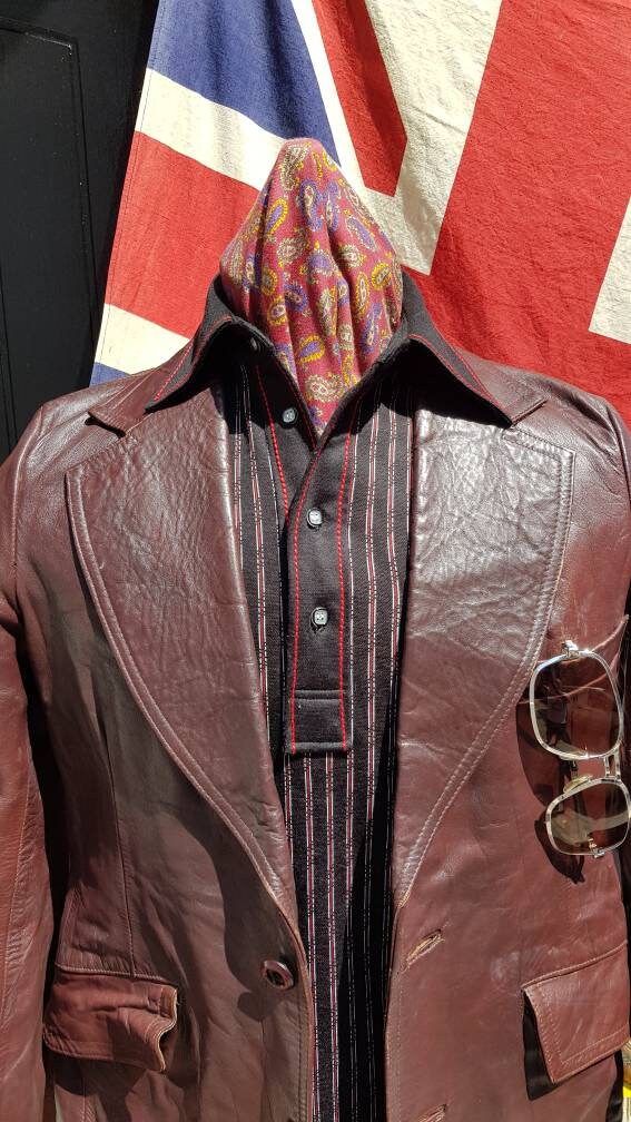 Image of Vintage 1970S 70's Renown Japan Donnie Brasco Banlon Pop Over 4 Button Neck Long Sleeve Knitted Shirt Top.studio 54 Scarface.small 37-39"C