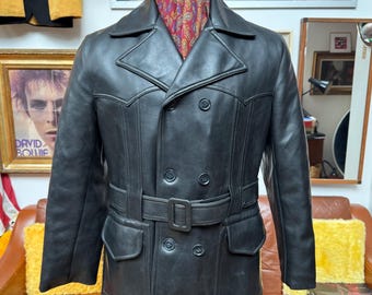 Vintage 1990, ALAIA* Brown Leather Coat, M, Luxury Reefer