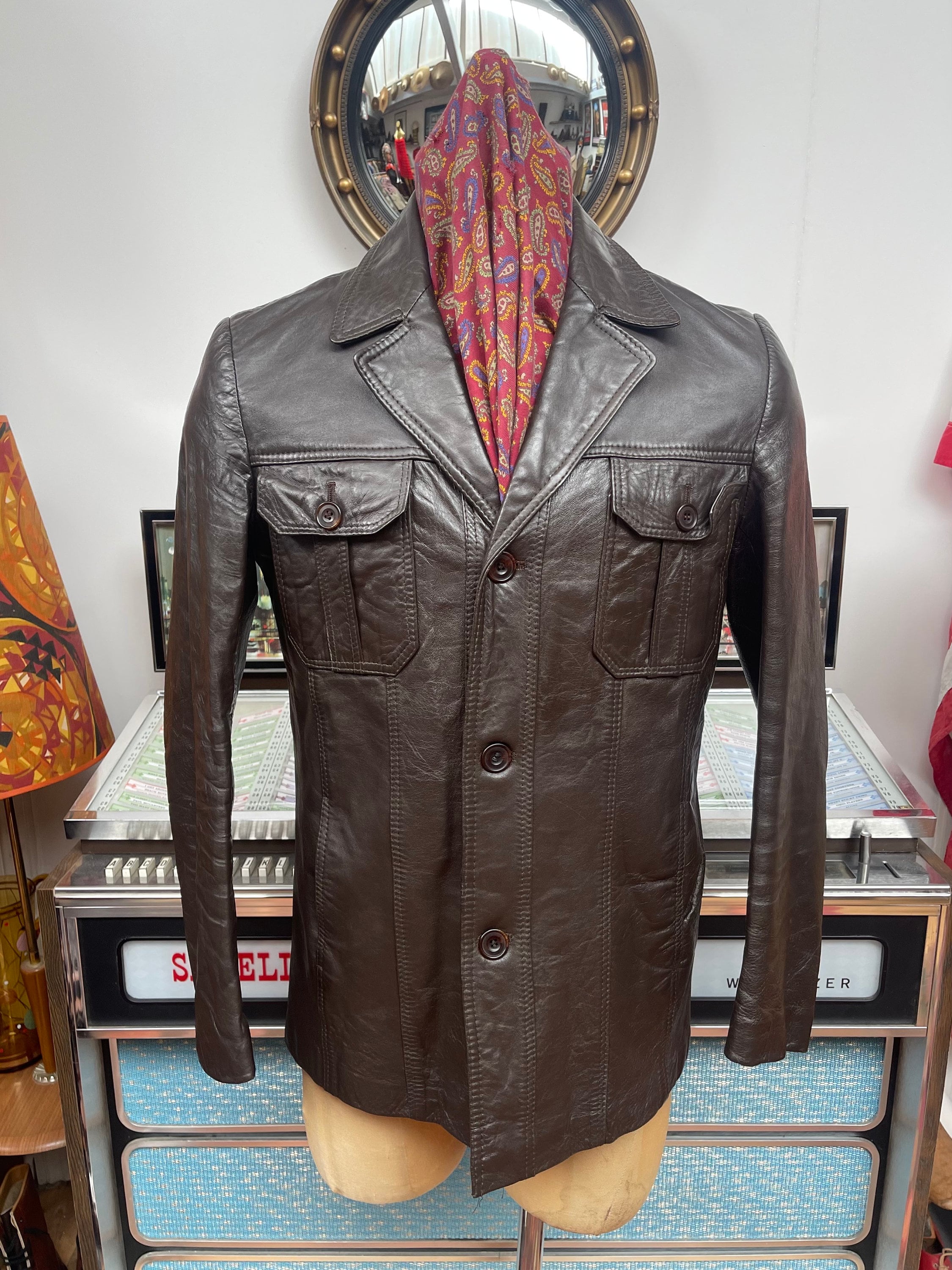 Vintage Late 1960s Early 70's Dark Brown Leather