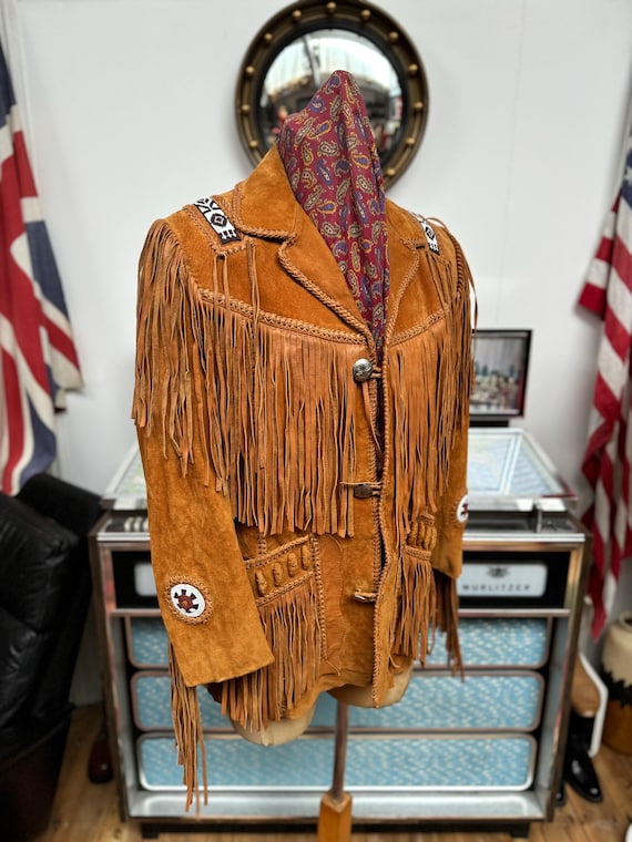 Superb Modern Vintage Style Scully Indian Style Suede Leather Embroidered Fringed Country and Western Jacket.size Large 41 43 Chest Vgc Etsy