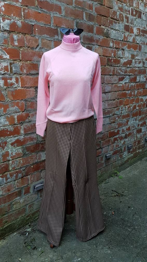 Image of Vintage S 's Deadstock Pink Morley % Tricel Zip Turtle Crew Neck Knitwear Pullover Jumper Sweater.small Size  To .mint