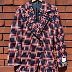 Vintage jaren 1970 Kensington Griff by BLG Deadstock heren 2 knopen funky veelkleurig geruite Payne geruite sportjack blazer.Klein