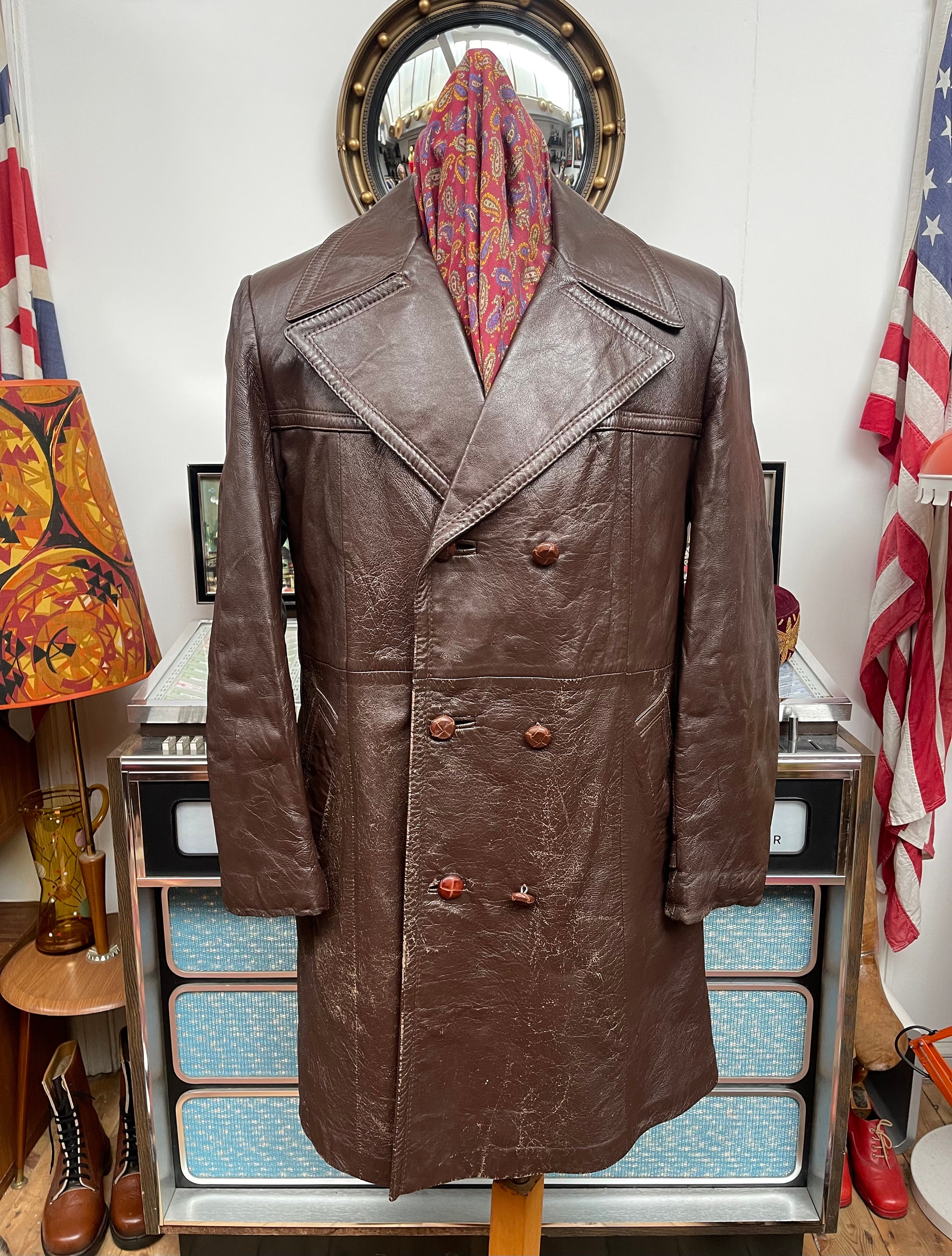 Vintage Leather Trench Coat Lined - Etsy Vintage Leather Trench Coat Lined - Etsy