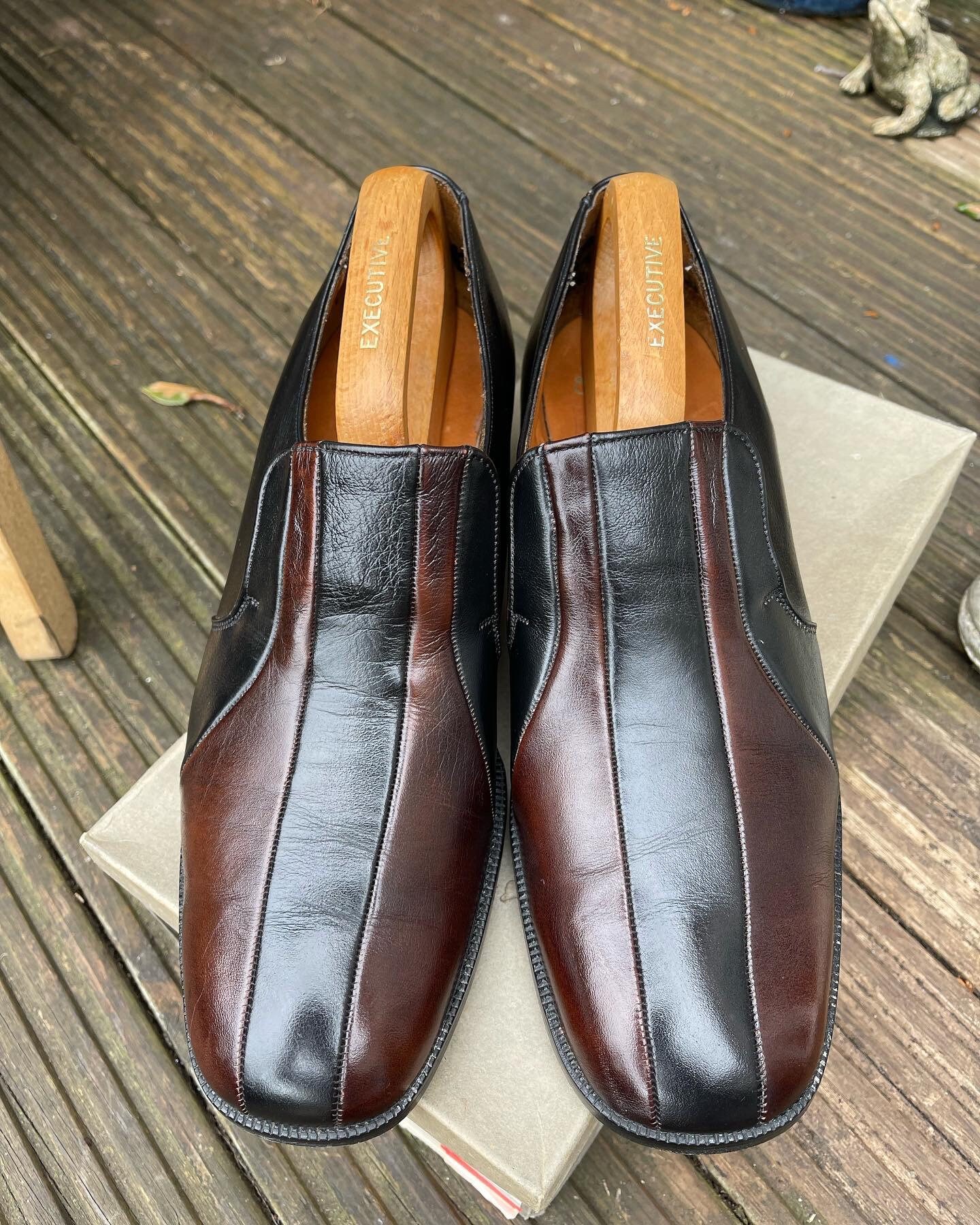 Vintage UK 6 EU 38.5 US 6.5 bruin lederen slip op schoenen Schoenen Herenschoenen Loafers & Instappers Deadstock ongedragen. 