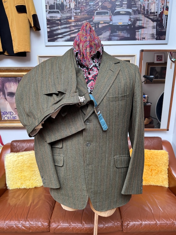 Vintage Late 1960s Early 70s Roger's & Daniel's Green Mix Wool 3