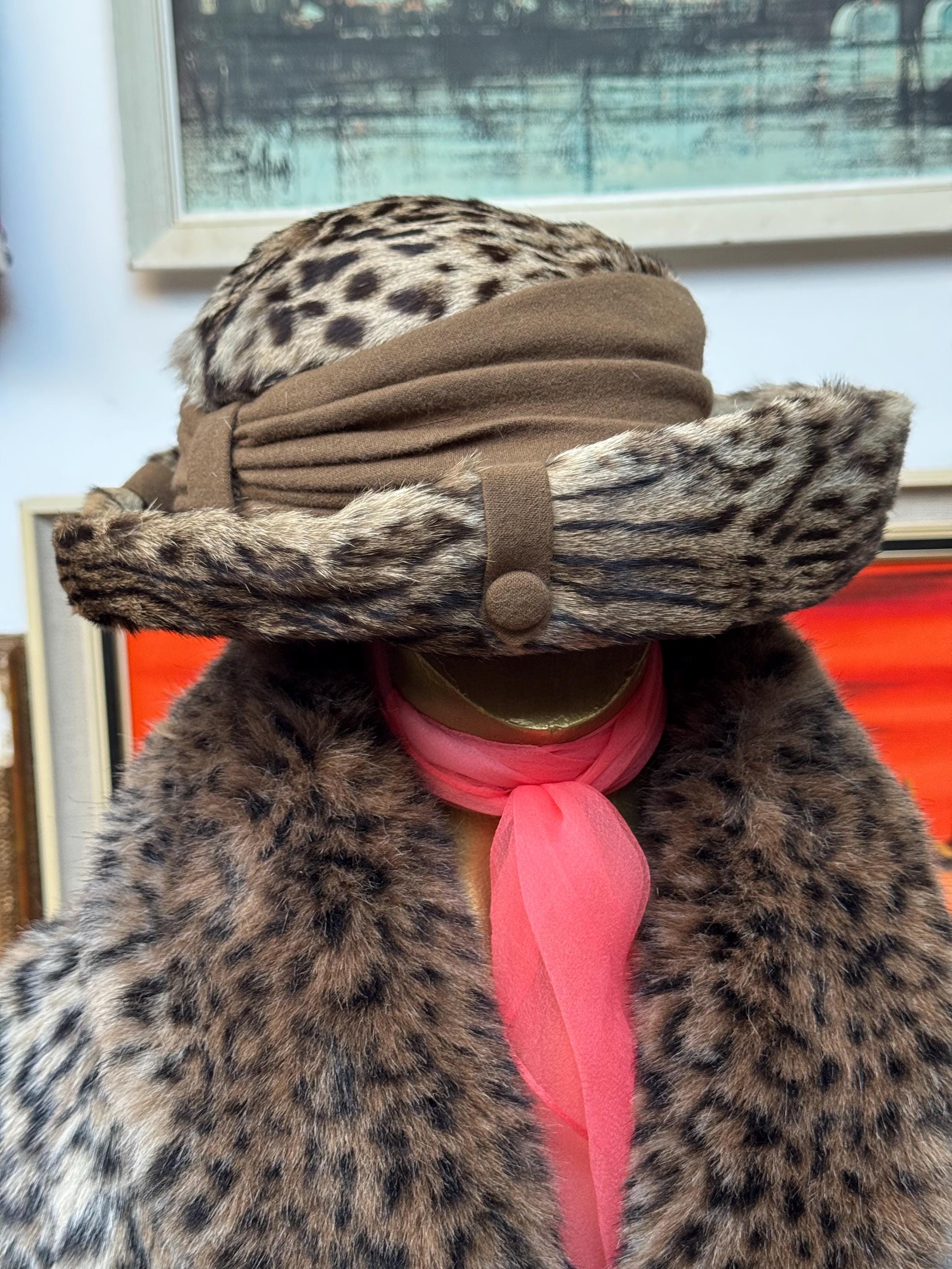 Stunning Vintage Original 1940s /50s Era Leopard Ocelot Faux 