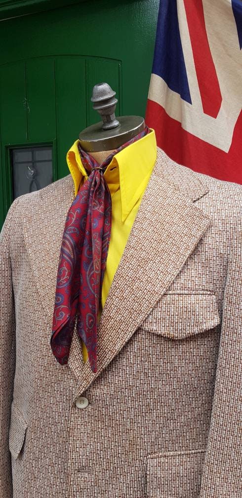 Image of Fab Vintage 1970S 70's Macy's Mens Store Tailored Palm Beach Poly Herringbone Envelope Pockets Sports Jacket Blazer, Wide Lapels.medium Vgc