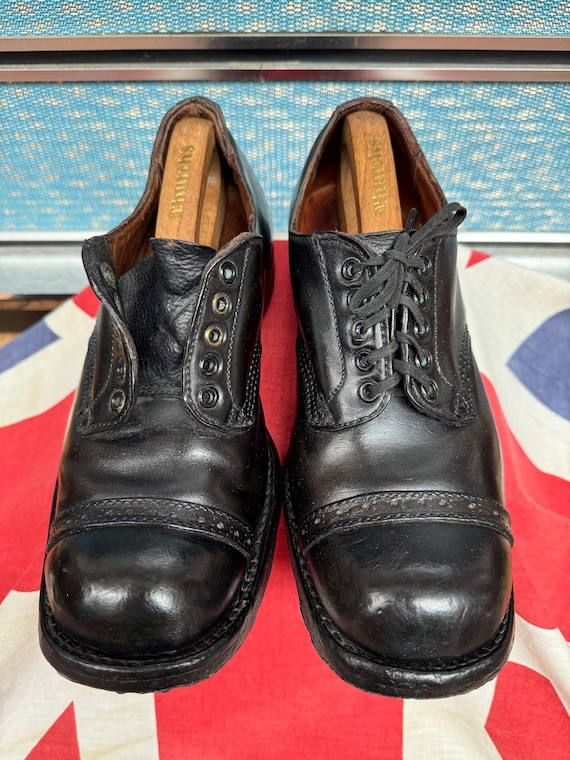 Amazing Thick Black Leather Military Industrial Hobnail Work Shoes With a Full Nailed Sole and Heel.police skinhead bovver Boy Etc 7 7.5 Etsy