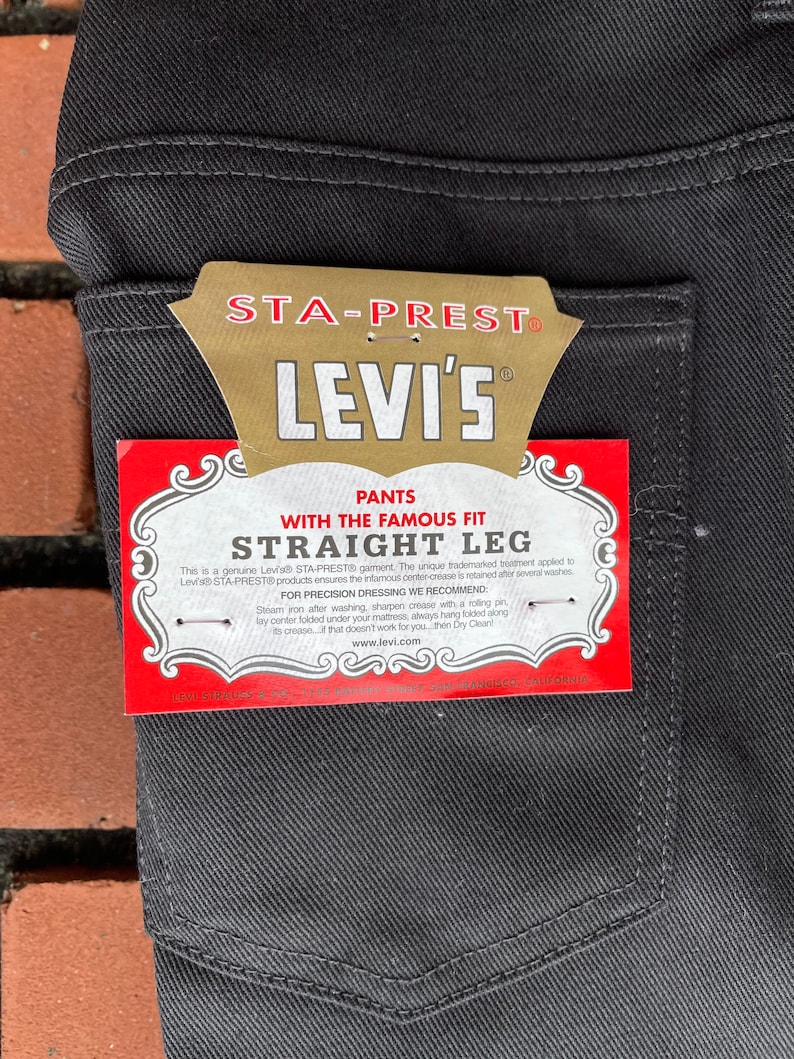 Pin Prest Vintage Deadstock 1990s Levis Sportsman Black Straight Skinny Sta-prest ...