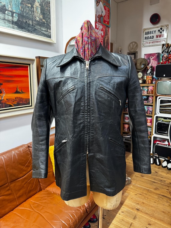 Vintage WW2 Era 1940s/50s German Possibly Black Thick Leather Zip