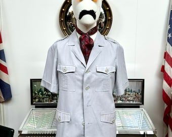 Traje safari vintage para hombre, estilo Roulette London Roger Moore, años 70 y pantalón a juego, muy Scarmanga, TMWTGG. Talla pequeña 37/38”