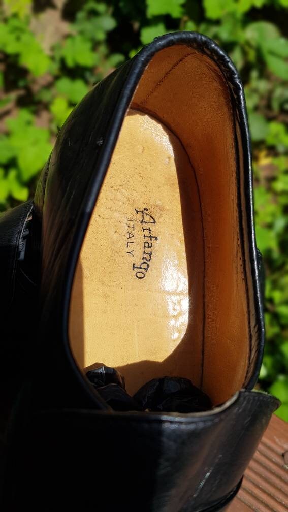 Vintage Late 1970s 80 s Arfango Black Leather Penny Loafers Slip on Shoes With a Slight Heel.stylish Dandy Mod made in Italy.size 6 euro 40 Etsy