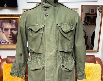 Vintage 1950s M-51 US Army OG Cotton Field Jacket Sz Medium Long
