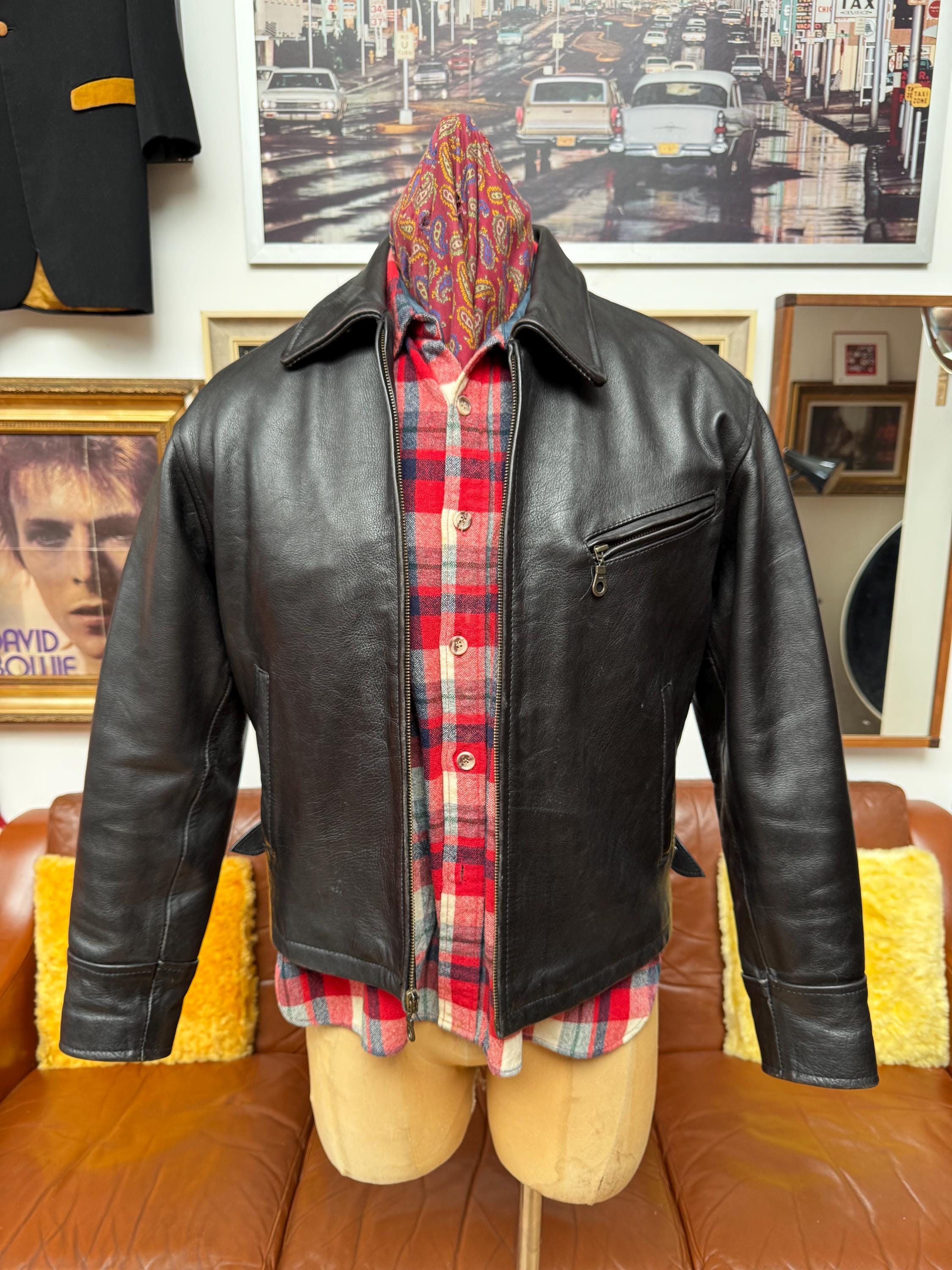 バイクウェア・装備 50s vintage RIDERS jacket TALON ZIP Rare-Vintage Mens Black Leather Motorcycle Jacket Talon