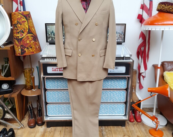 Vintage 1970s Dandy Sartorial Light Tan/brown Polycrimp Double Breasted ...