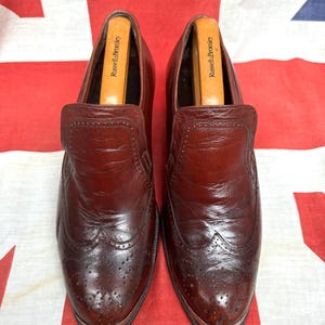 Vintage 1970s circa 1976/77 antique conker brown chisel toe platform heel disco shoes,Saturday night fever era,metal toe,heel bar.UK Size 6
