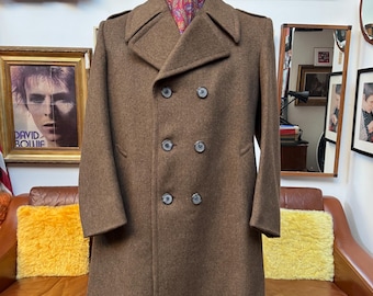 Abrigo vintage Hammersley de lana de cachemir, de finales de los años 60 y principios de los 70, con doble botonadura, cuello de salteador de caminos, elegante y elegante. Talla XL.