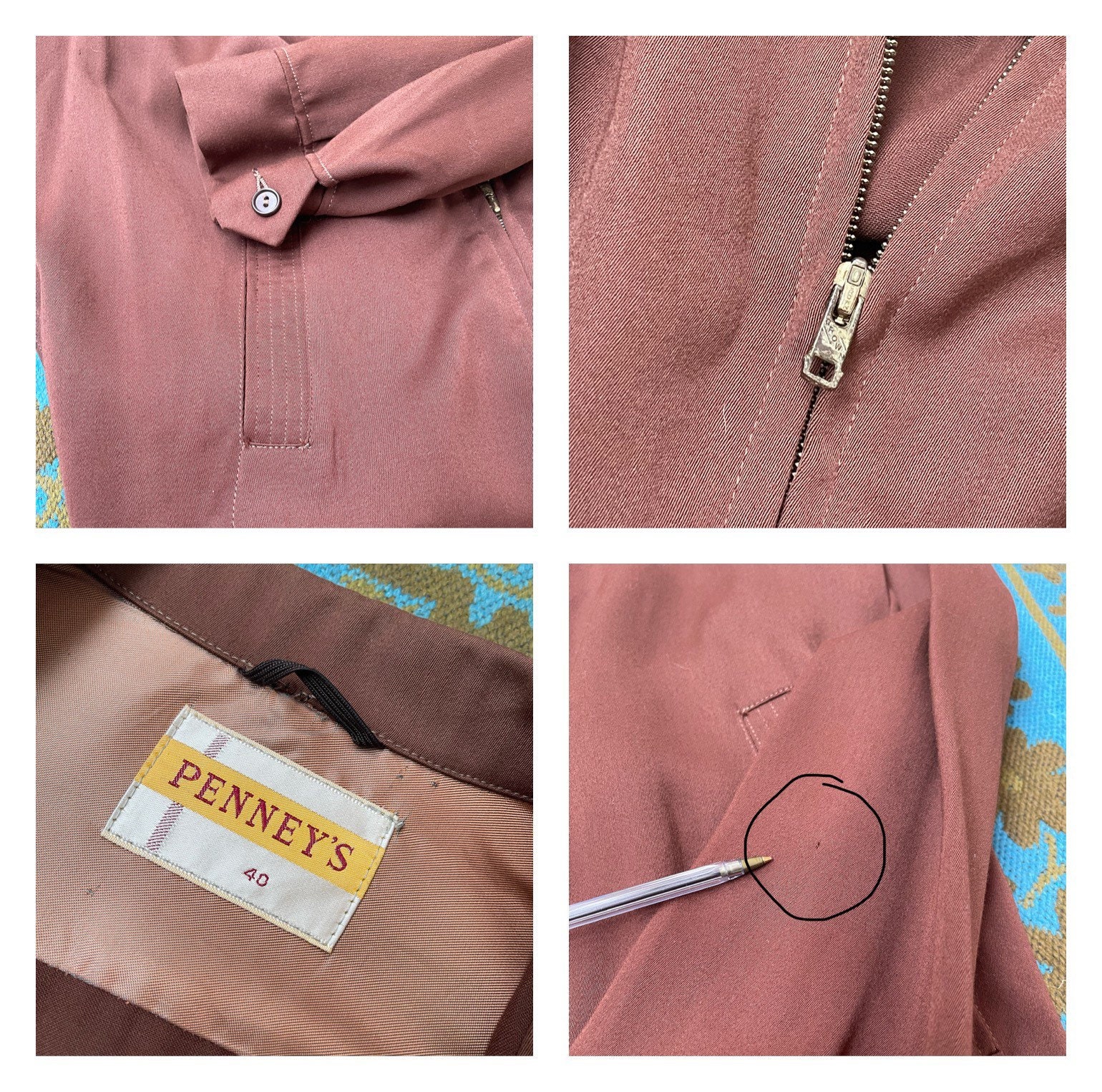 Vintage 1950s Gabardine Jacket XS 32 Reversible Rockabilly