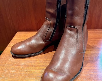 Vintage late 1960s 70’s Loake bros double zip brown leather Chelsea ankle Beatle boots.Size 7 vgc