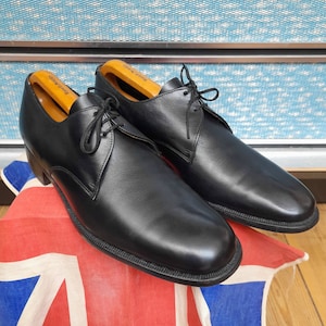 Quality Vintage 1960s 60&#39;s  black leather K shoes Derby 3 hole smart casual dress mod suit shoes.Size 8 vgc